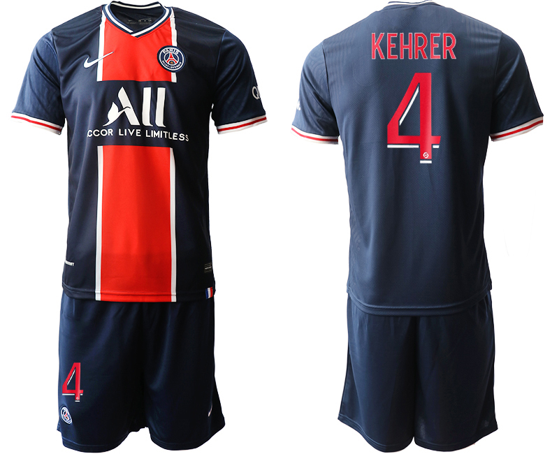 Men 2020-2021 club Paris St German home #4 blue Soccer Jerseys
